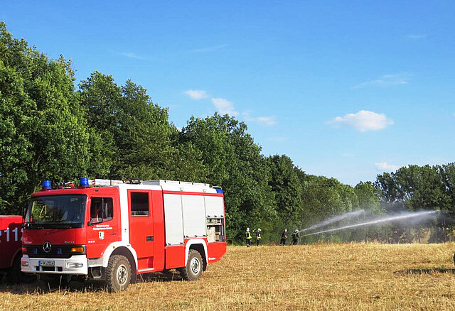 Feuerwehrauto am Waldrand